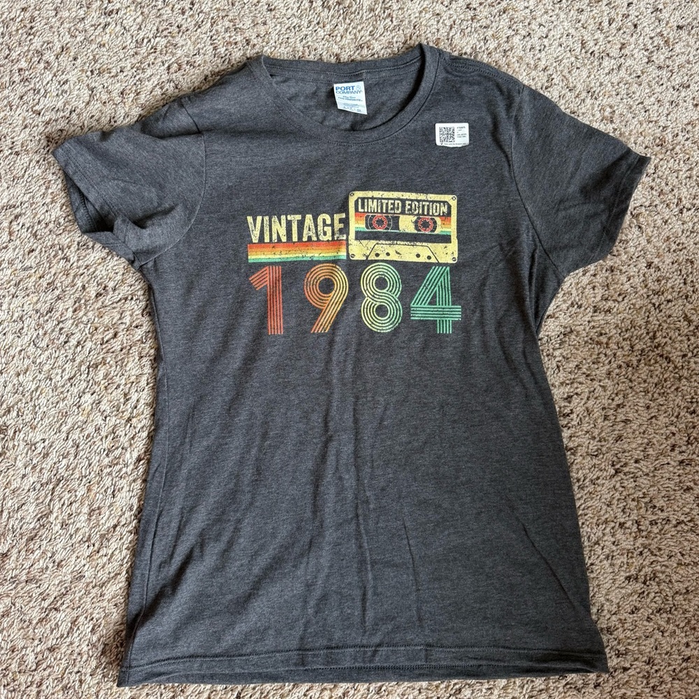 NWT Vintage 1984 Classic Birthday Cassette Tape T-Shirt size small - great gift!